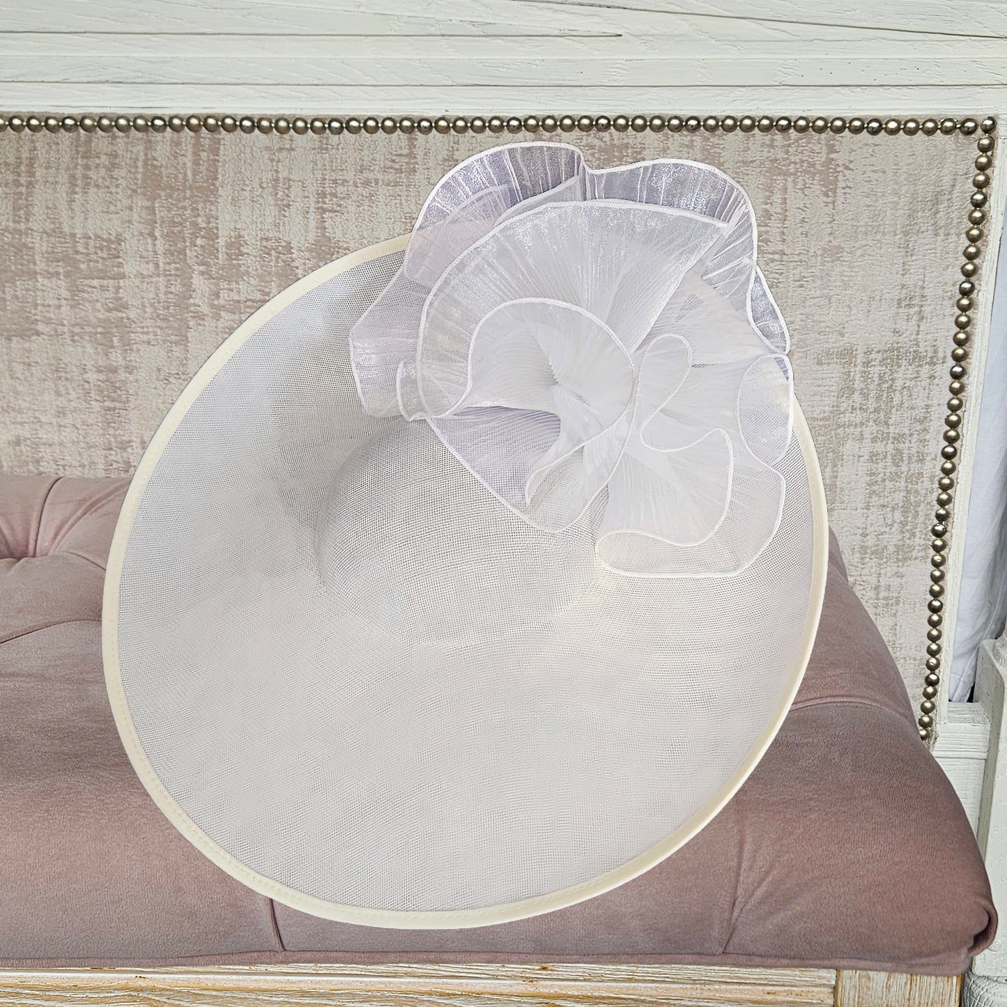 ladies white occasion hat for horse racing
