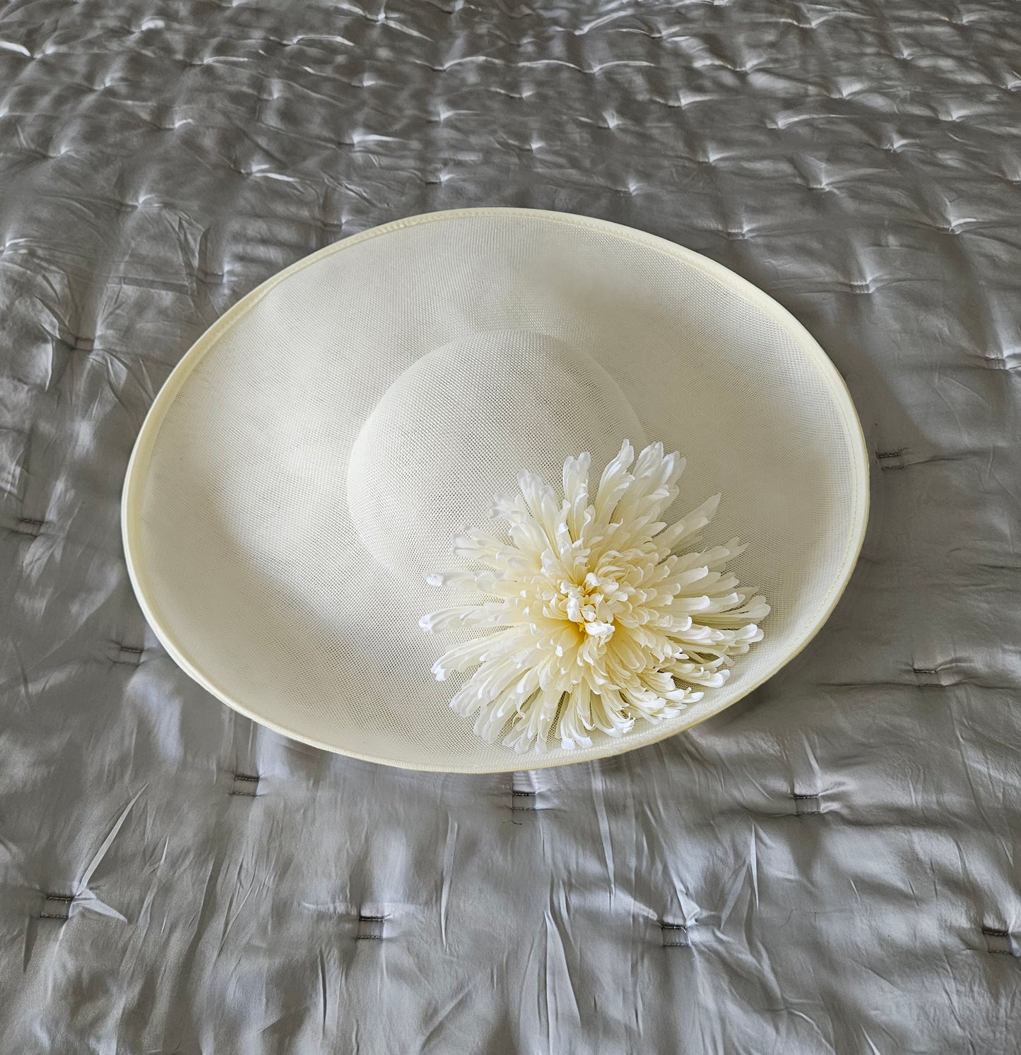 large white wedding hat