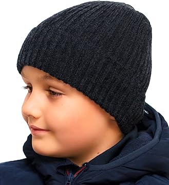 Boys Winter Hat Light Grey Beanie for Boys - Beanie Hats for Boys age 5, 6, 7, 8, 9, 10, 11, 12