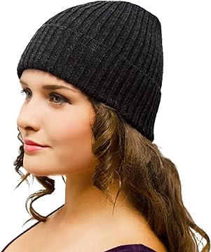 Ladies Beanie Dark Grey Woolly Hat for Women – Women’s Winter Hat