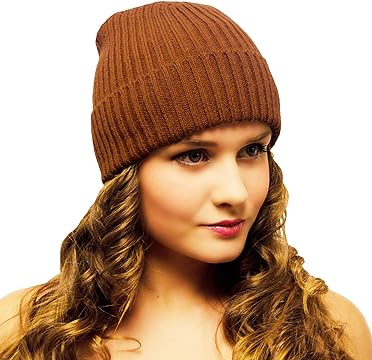 Ladies Beanie Light Brown Woolly Hat for Women – Women’s Winter Hat