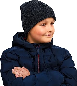 Boys Winter Hat Light Grey Beanie for Boys - Beanie Hats for Boys age 5, 6, 7, 8, 9, 10, 11, 12