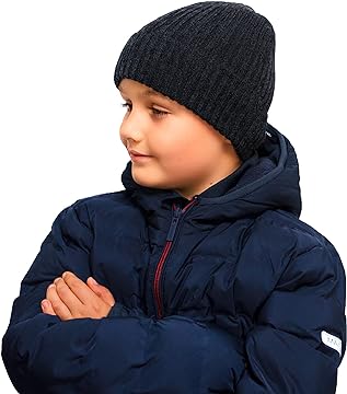 Boy’s Beanie Grey Woolly Hat – Winter Hats for Boys age 5, 6, 7, 8, 9, 10, 11, 12 y.o.