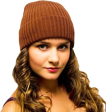 Ladies Beanie Light Brown Woolly Hat for Women – Women’s Winter Hat