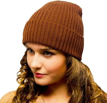 Ladies Beanie Light Brown Woolly Hat for Women – Women’s Winter Hat