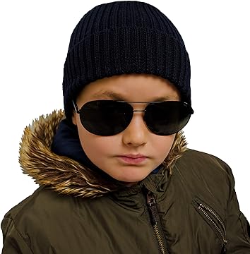 Boys Winter Hat Light Grey Beanie for Boys - Beanie Hats for Boys age 5, 6, 7, 8, 9, 10, 11, 12