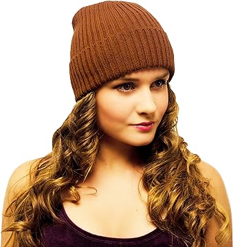 Ladies Beanie Light Brown Woolly Hat for Women – Women’s Winter Hat