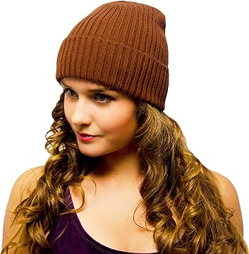 Ladies Beanie Light Brown Woolly Hat for Women – Women’s Winter Hat