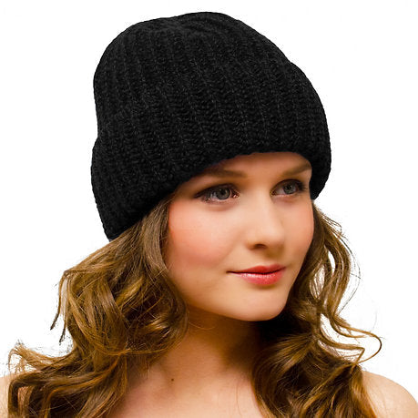 Woolly Hat Black – Ladies Beanie – Winter Hat for Women