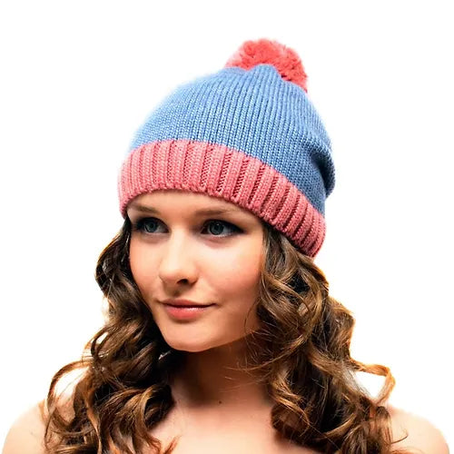 Hat Pompom Multi Pink