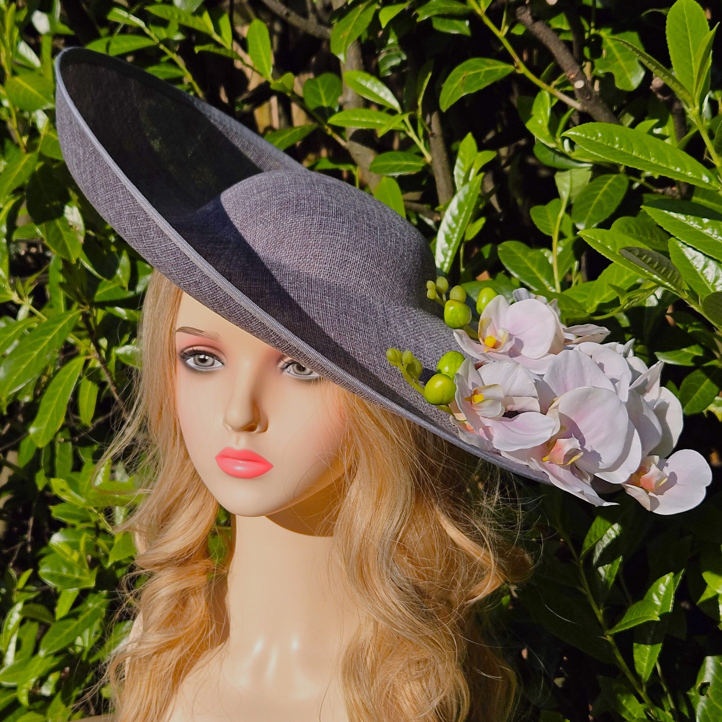 Extra Large Ascot Hat Grey White - Wedding Hats - Derby Hats - Church Hats for Ladies