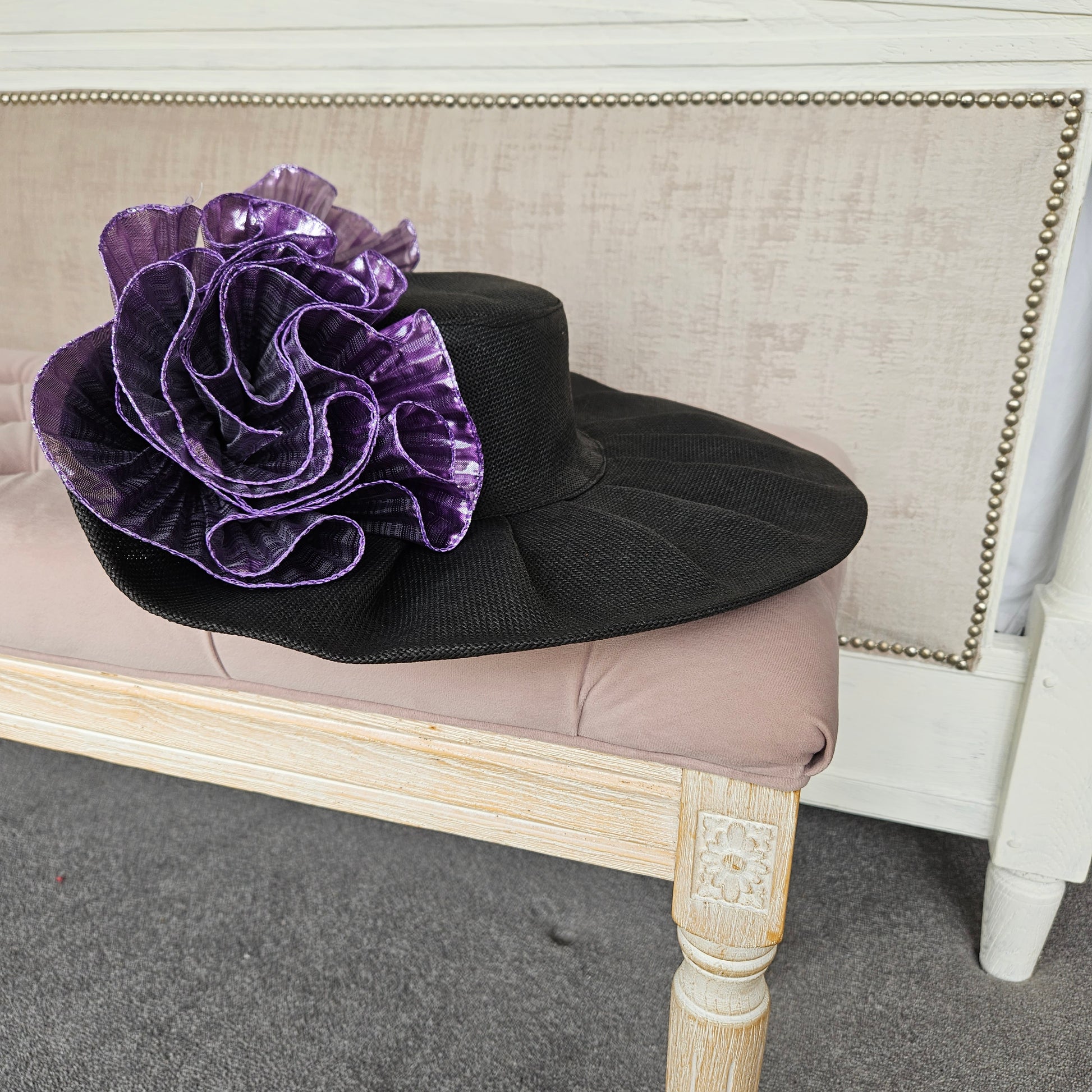 black wedding hat purple