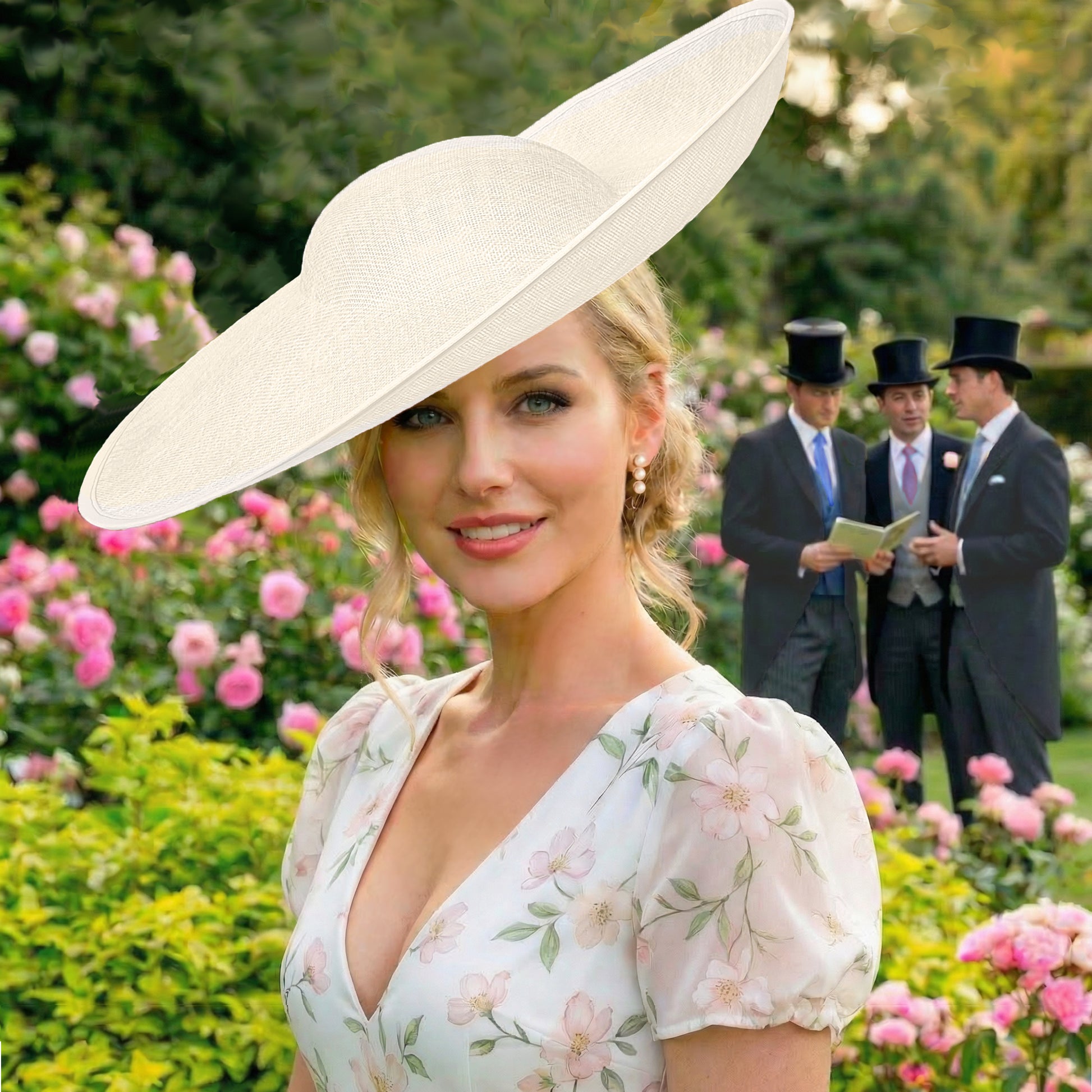 large white wedding hat