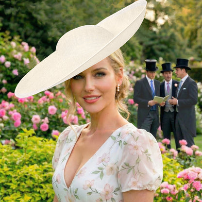 large white wedding hat