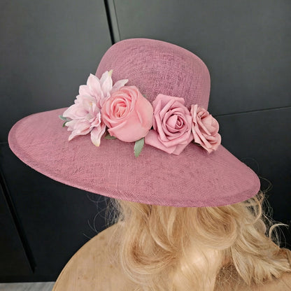 pink hat with flowers
