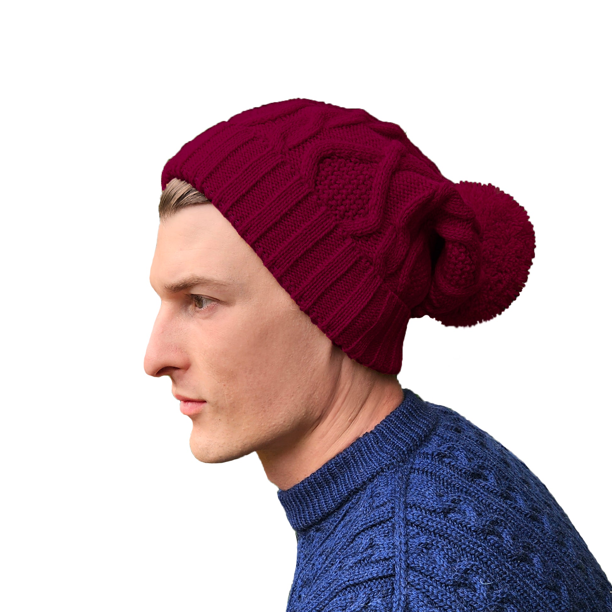 burgundy beanie man