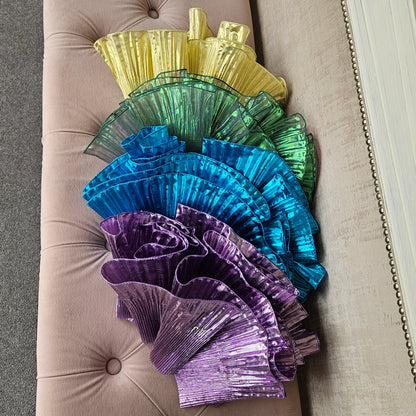 gold, purple, blue, green decor hats for races