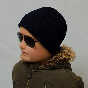 Boy’s Beanie Black Winter Hat – Woolly Hats for Boys Black age 5, 6, 7, 8, 9, 10, 11, 12 y.o.