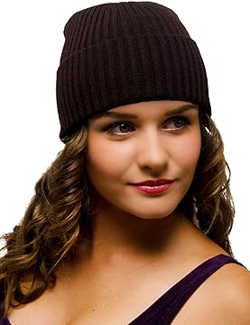 Ladies Beanie Dark Brown Woolly Hat for Women – Women’s Winter Hat