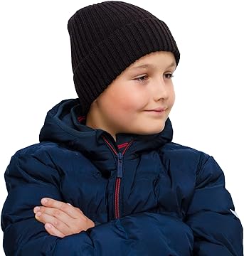 Boy’s Beanie Brown Winter Hat – Woolly Hats for Boys Dark Brown