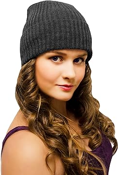 Ladies Beanie Dark Grey Woolly Hat for Women – Women’s Winter Hat