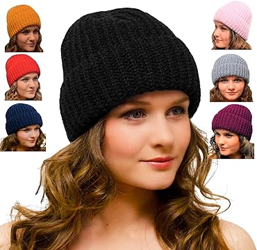 Woolly Hat Black – Ladies Beanie – Winter Hat for Women
