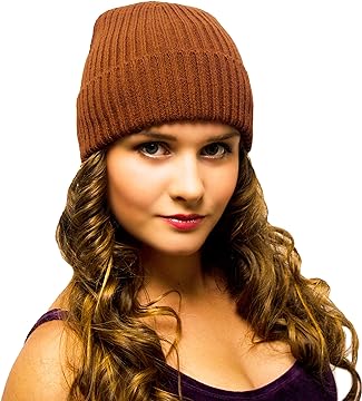 Ladies Beanie Light Brown Woolly Hat for Women – Women’s Winter Hat