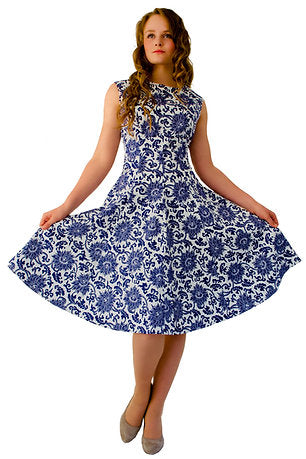 Dress Ascot White & Blue