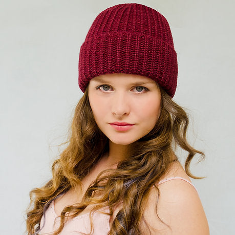 Woolly Hat Burgundy – Ladies Beanie – Winter Hat for Women