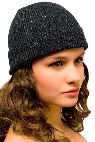 2-in-1 Long Slouchy Beanie Sparkly Grey with soft Silver metallic shine