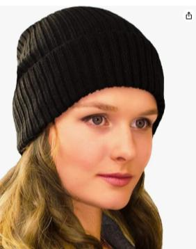 Ladies Beanie Black Woolly Hat for Women – Women’s Winter Hat