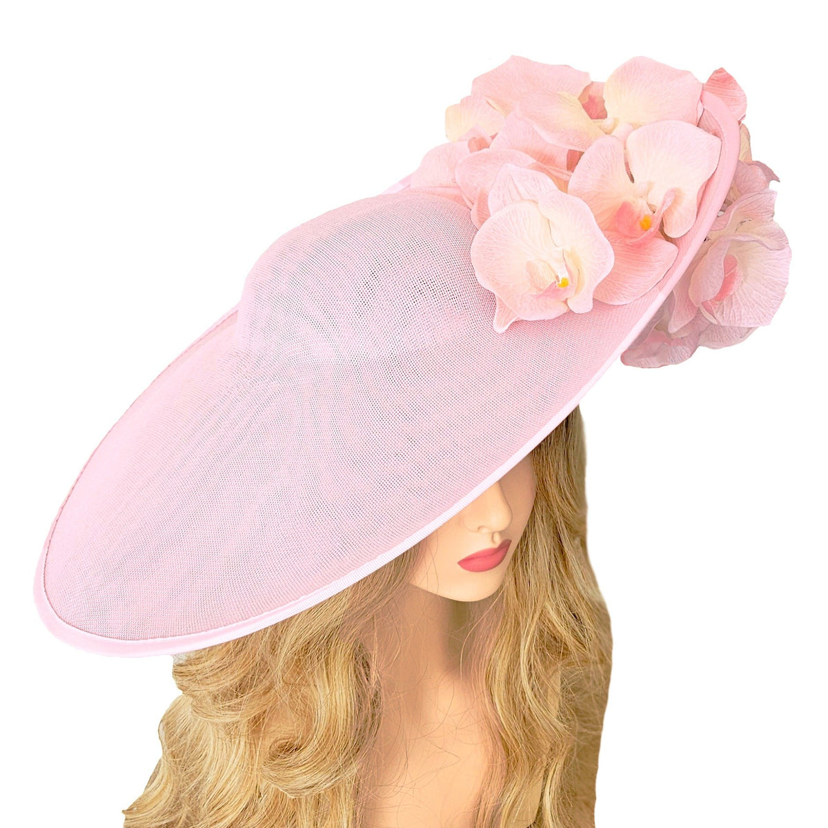 blush pink races hat for Kentucky Derby and Melbourne Cup nude