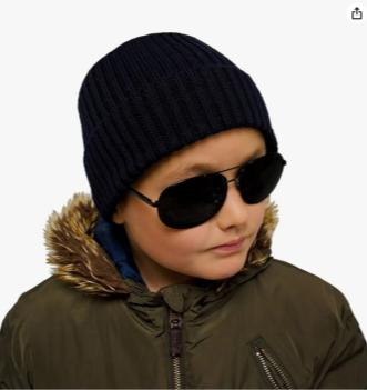Boy’s Beanie Black Winter Hat – Woolly Hats for Boys Black age 5, 6, 7, 8, 9, 10, 11, 12 y.o.