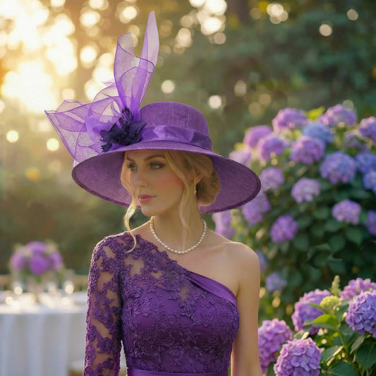 Purple ascot hat